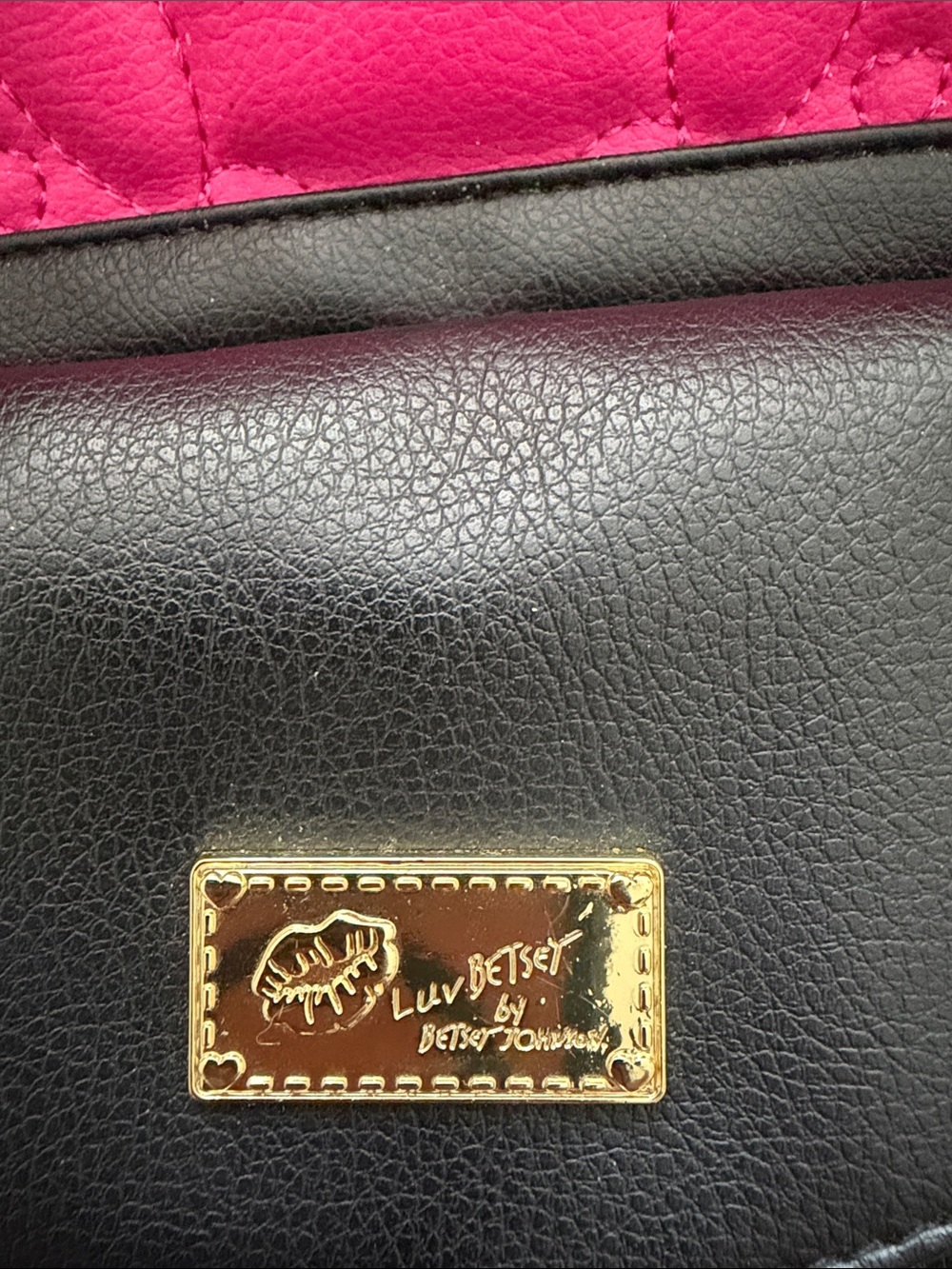 Betsey Johnson Hot Pink and Black Quilted Backpack - Picture 9 of 11
